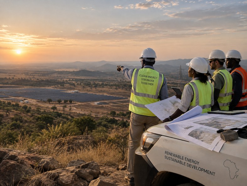 Team of experts reviewing a solar site in Togo